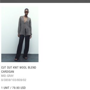 Zara cut out wool blend cardigan